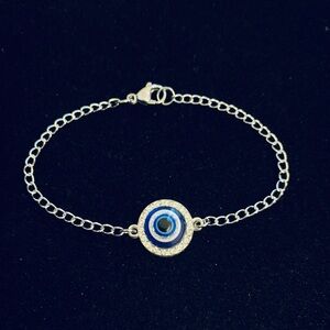 Round rhinestone Evil Eye bracelet or anklet